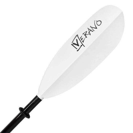 Flow Kajak-Doppelpaddel, Fiberglas-Schaft, 2-teilig, verstellbar 220-230 cm, weiß