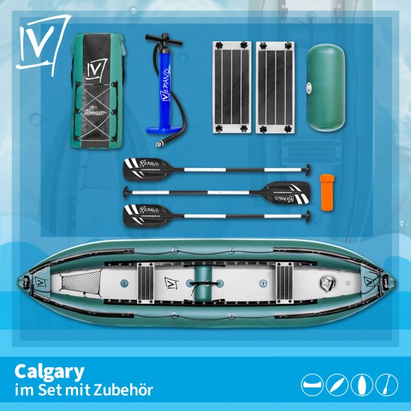 Aufblasbares Kanu Calgary, inklusive Zubehör, petrol