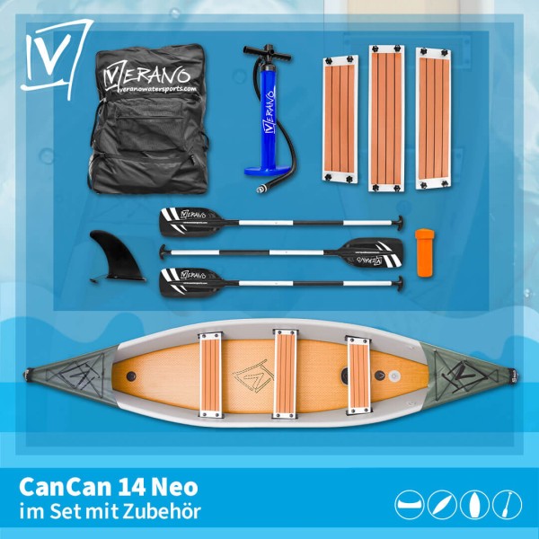 Aufblasbares Kanu CanCan 14 Neo, inklusive Zubehör, dunkelgrün
